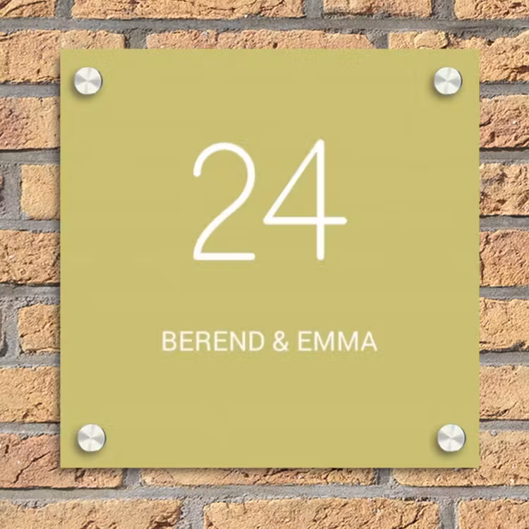 Lichtgroen - Klassiek Naambord Vierkant klein -sfeer1