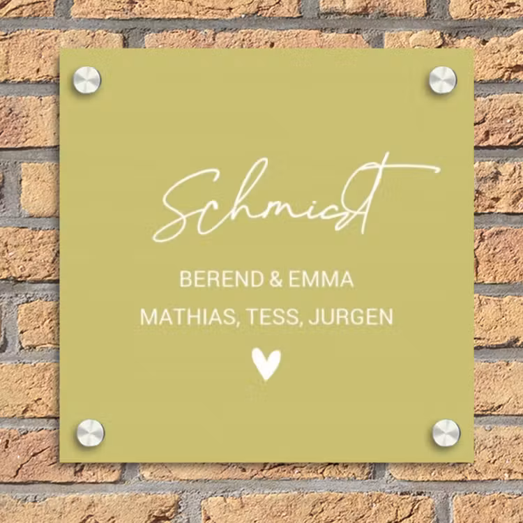 Lichtgroen - Sierlijk Naambord Vierkant klein -sfeer1