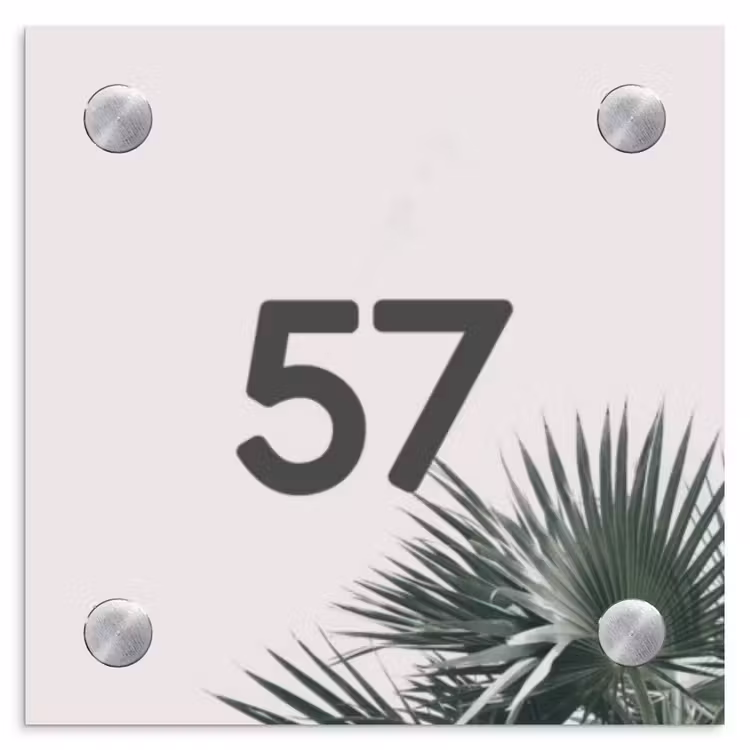Lichtroze met palmblad - Traditioneel Naambord Vierkant klein -3d