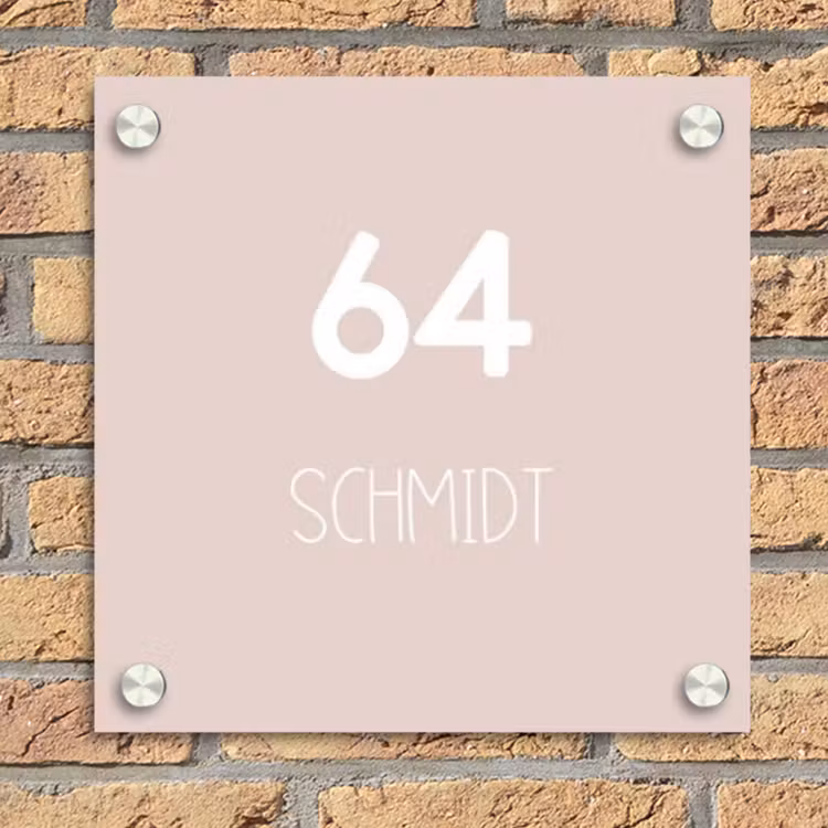 Lichtroze - Modern Naambord Vierkant klein -sfeer1