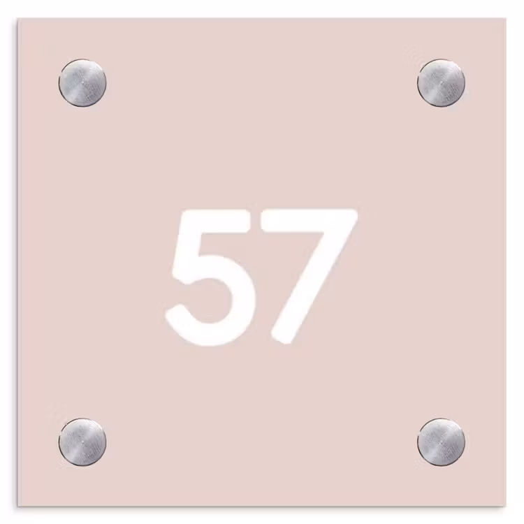 Lichtroze - Traditioneel Naambord Vierkant klein -3d