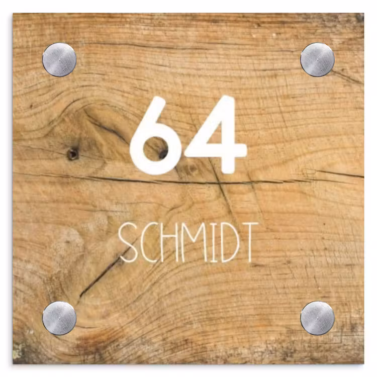 Hout - Modern Naambord Vierkant klein -3d