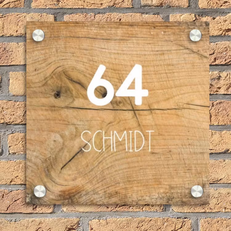 Hout - Modern Naambord Vierkant klein -sfeer1