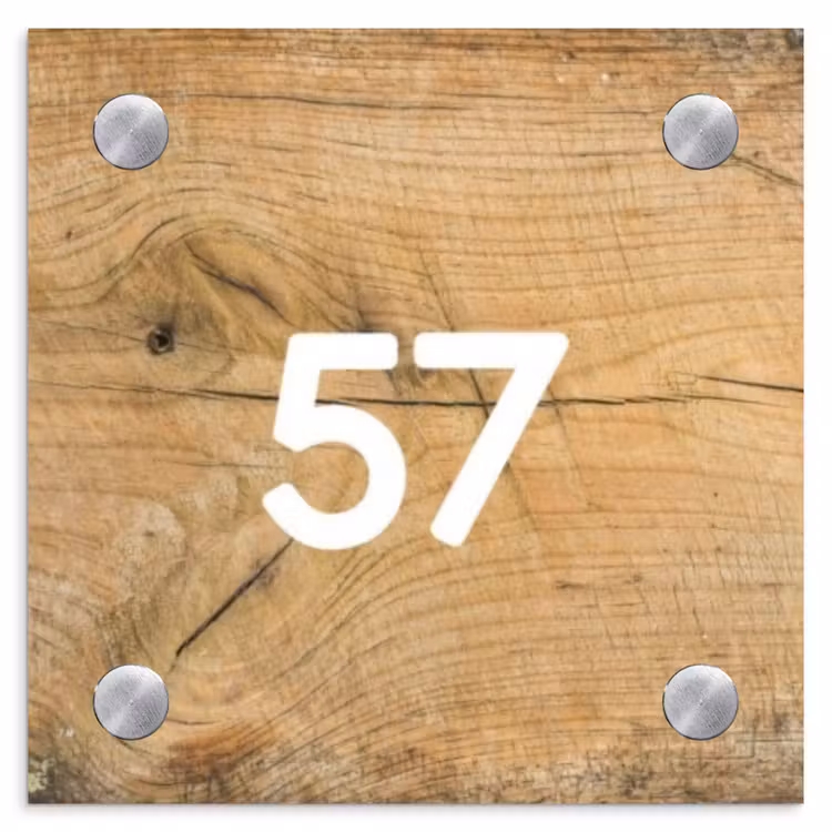 Hout - Traditioneel Naambord Vierkant klein -3d