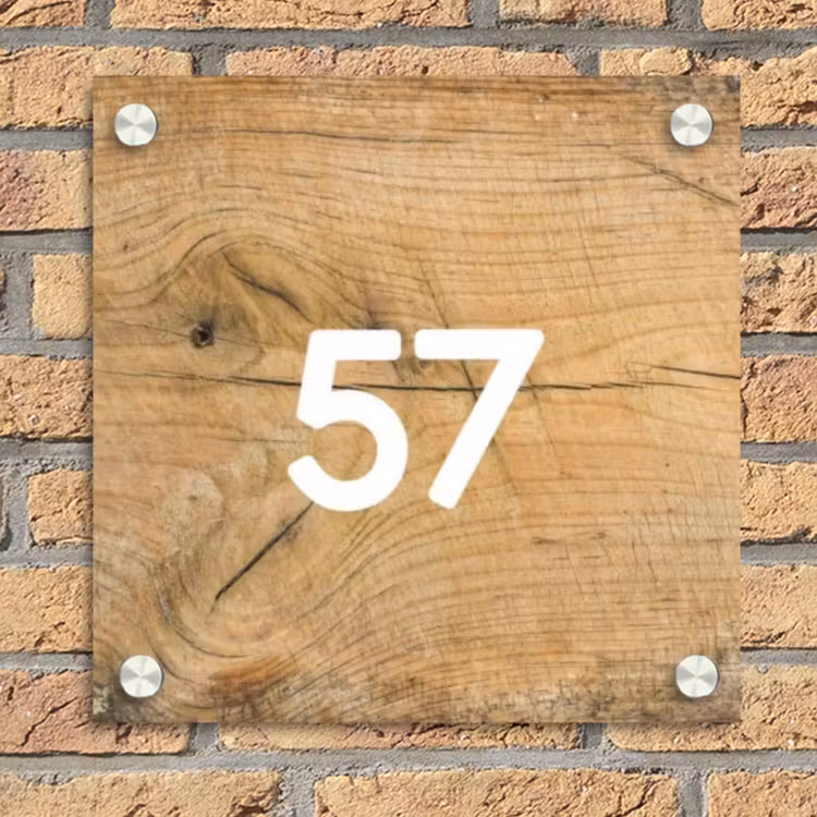 Hout - Traditioneel Naambord Vierkant klein -sfeer1
