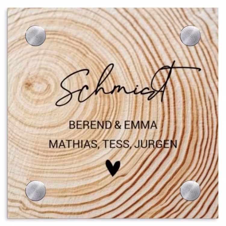 Holzmaserung - Elegant Naambord Vierkant klein -3d