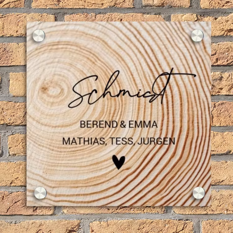 Holzmaserung - Elegant Naambord Vierkant klein -sfeer1