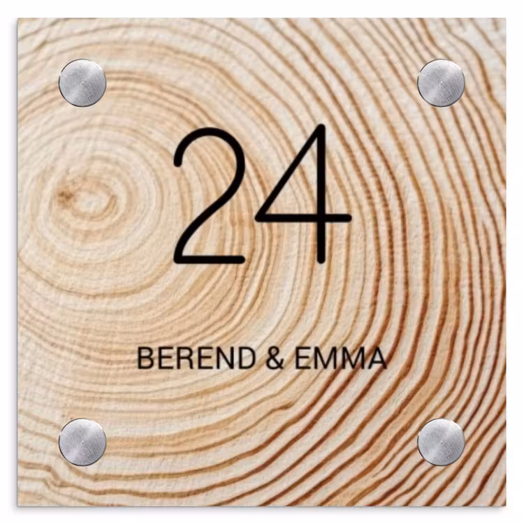 Holzmaserung - Klassisch Naambord Vierkant klein -3d