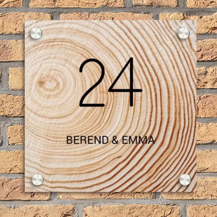 Holzmaserung - Klassisch Naambord Vierkant klein -sfeer1
