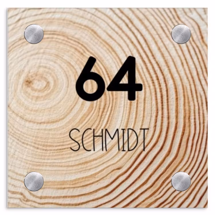 Holzmaserung - Modern Naambord Vierkant klein -3d