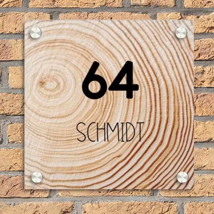 Holzmaserung - Modern Naambord Vierkant klein -sfeer1