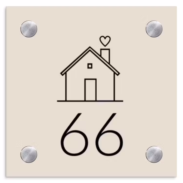Huis illustratie - Traditioneel Naambord Vierkant klein -3d