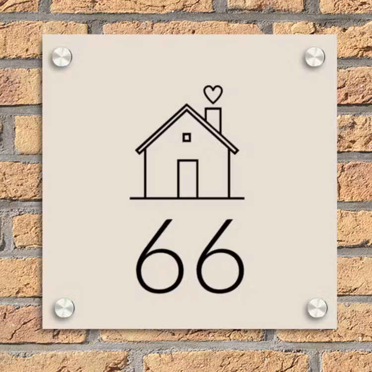 Huis illustratie - Traditioneel Naambord Vierkant klein -sfeer1