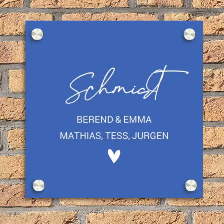 Kobaltblauw - Sierlijk Naambord Vierkant klein -sfeer1