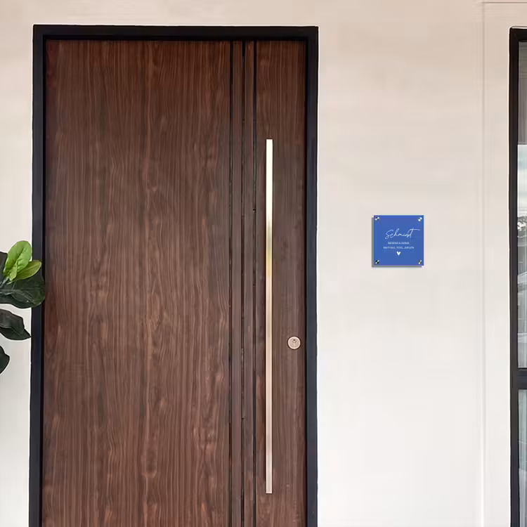 Kobaltblauw - Sierlijk Naambord Vierkant klein -sfeer10-XS