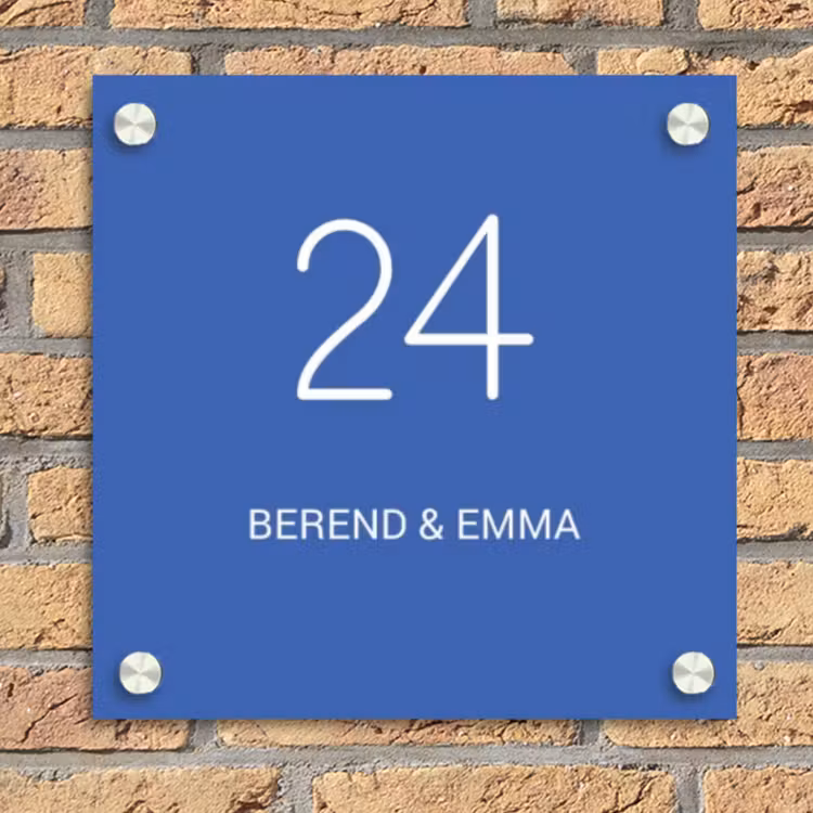 Kobaltblauw - Klassiek Naambord Vierkant klein -sfeer1