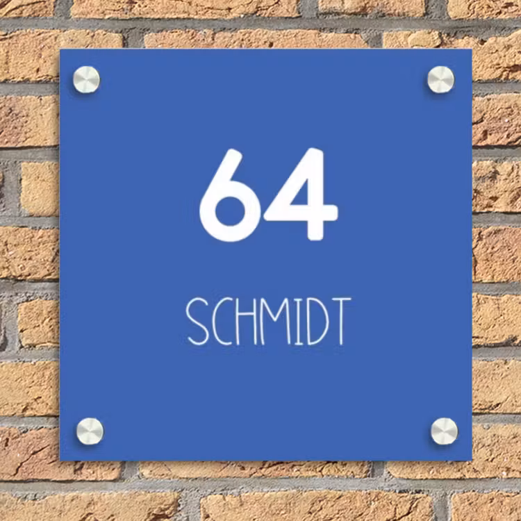 Kobaltblauw - Modern Naambord Vierkant klein -sfeer1