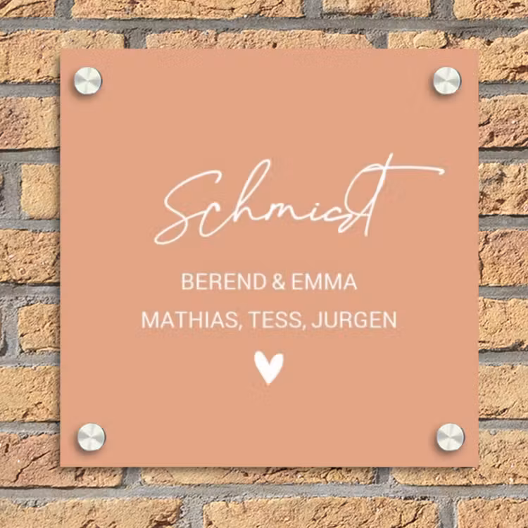 Zalmroze - Sierlijk Naambord Vierkant klein -sfeer1