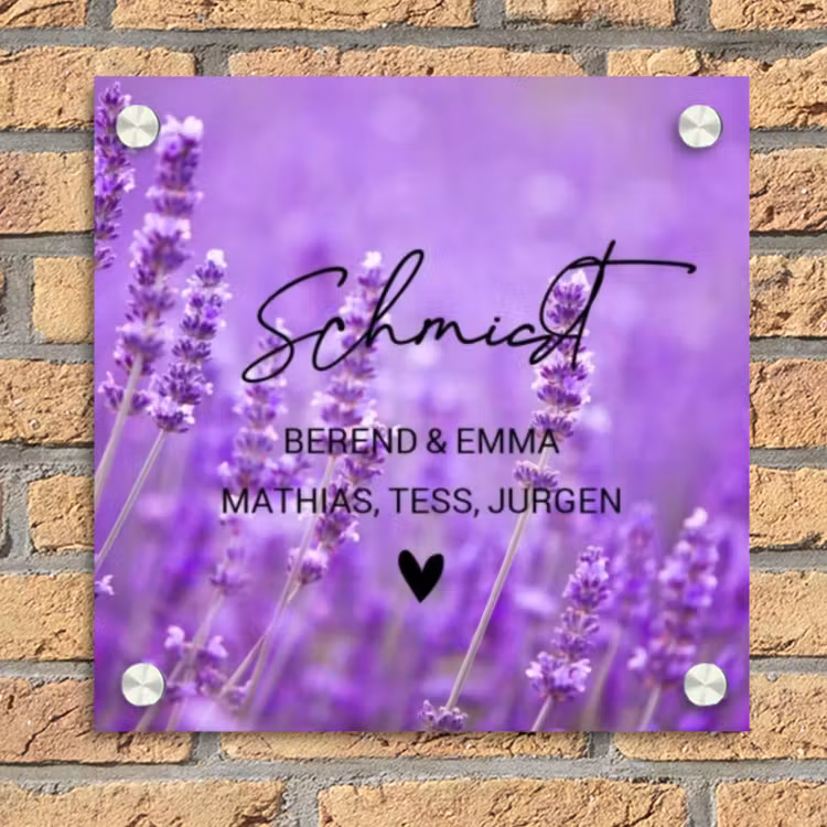 Lavendel - Sierlijk Naambord Vierkant klein -sfeer1