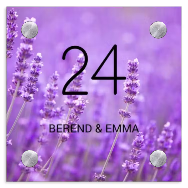Lavendel - Klassiek Naambord Vierkant klein -3d