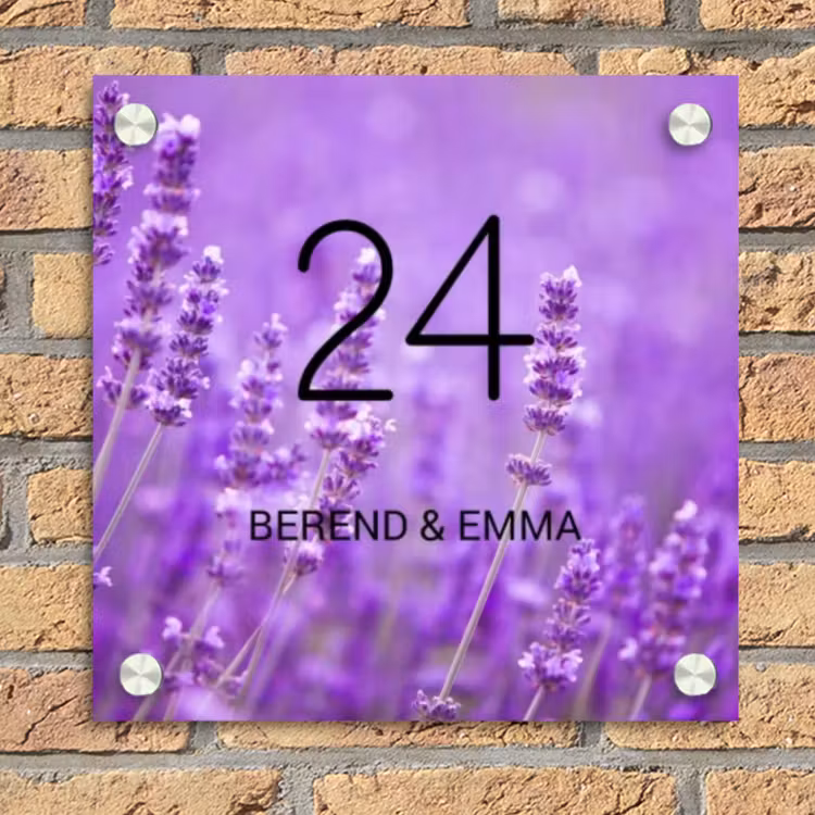 Lavendel - Klassiek Naambord Vierkant klein -sfeer1