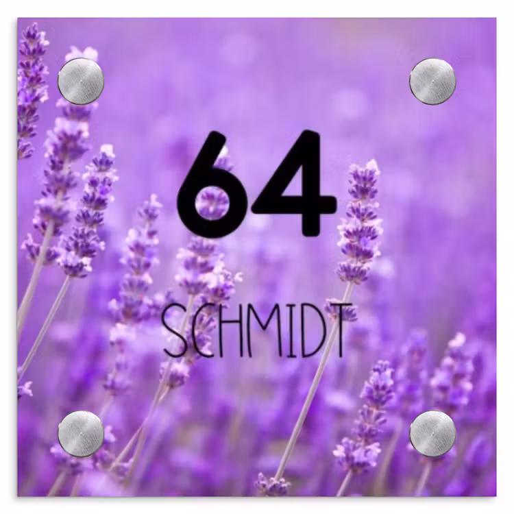 Lavendel - Modern Naambord Vierkant klein -3d