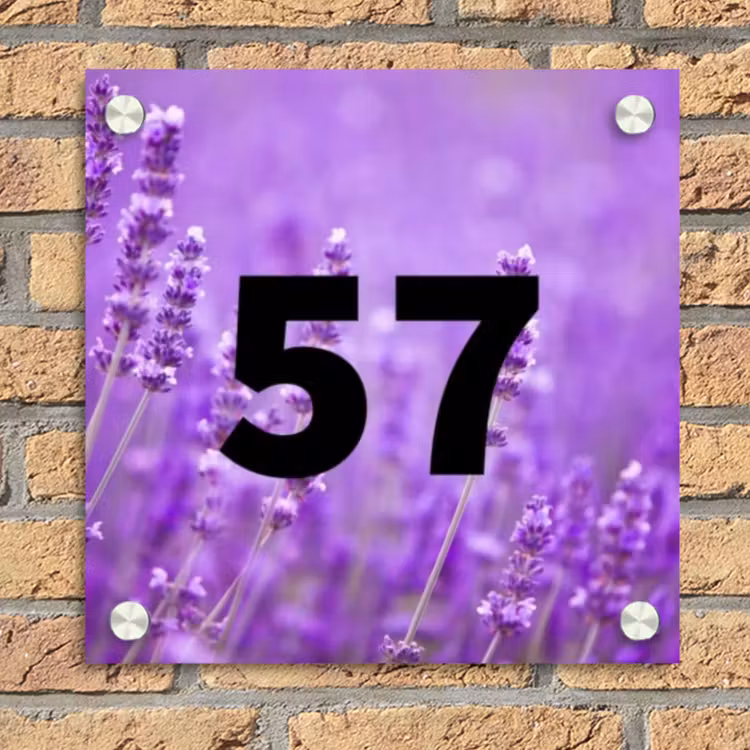 Lavendel - Traditioneel Naambord Vierkant klein -sfeer1