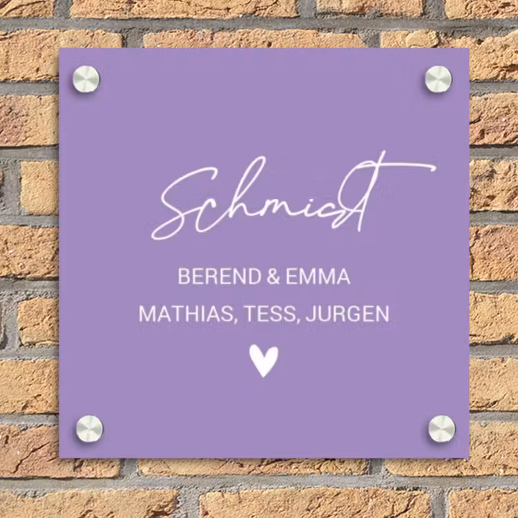 Paars - Sierlijk Naambord Vierkant klein -sfeer1
