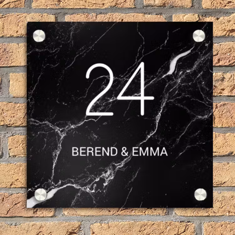 Marmer - Klassiek Naambord Vierkant klein -sfeer1