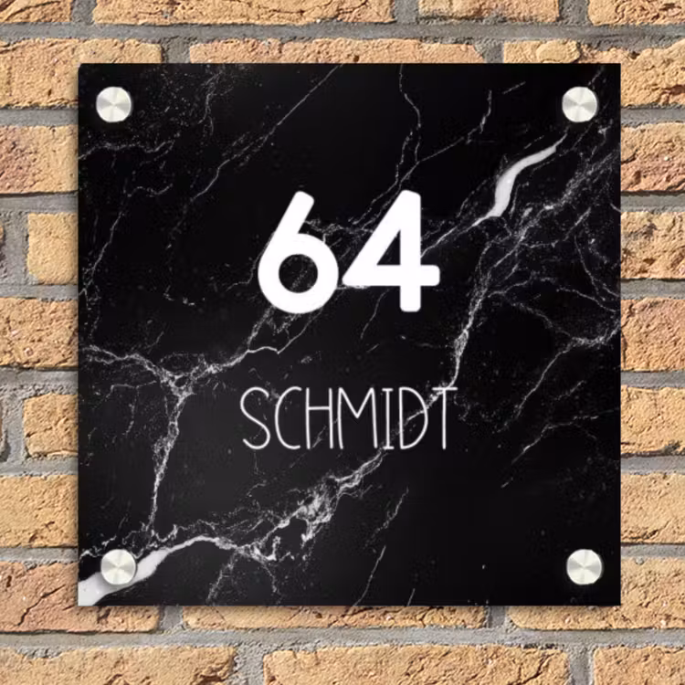 Marmer - Modern Naambord Vierkant klein -sfeer1