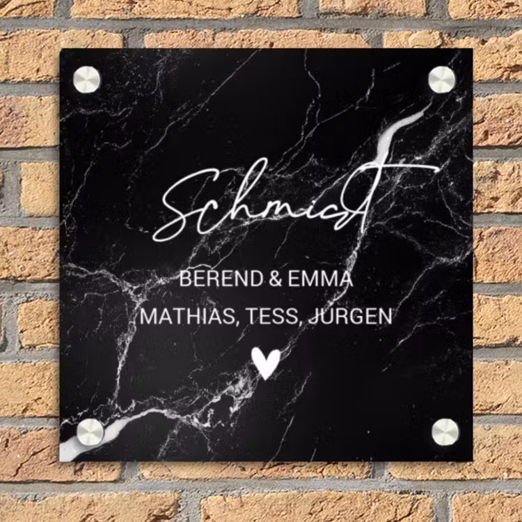 Marmer - Sierlijk Naambord Vierkant klein -sfeer1