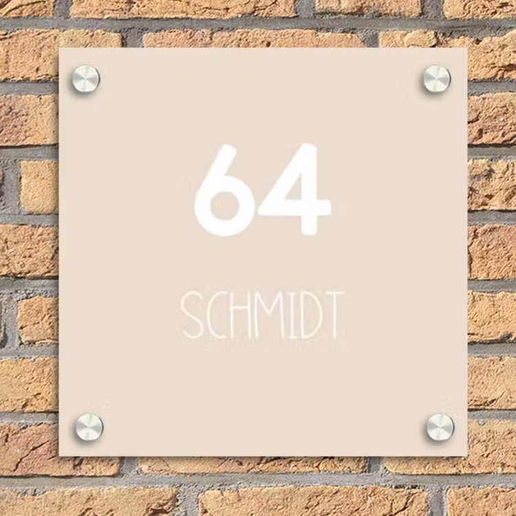Effen - Beige - Modern Naambord Vierkant klein -sfeer1