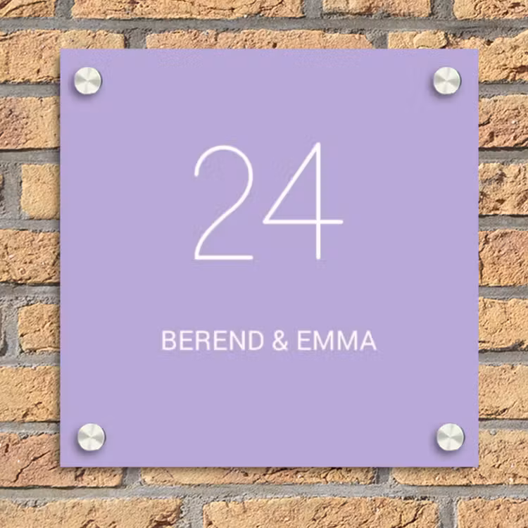 Effen - Lila - Klassiek Naambord Vierkant klein -sfeer1