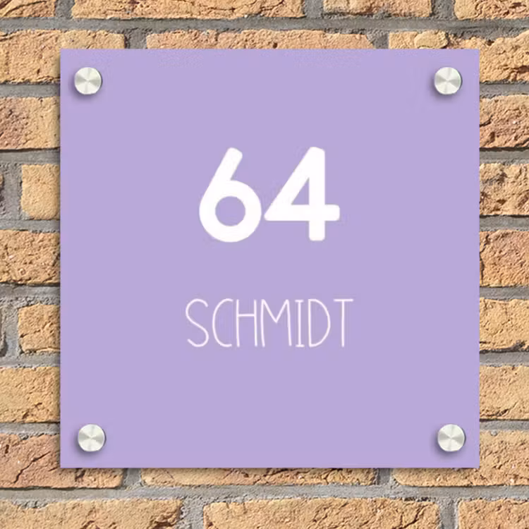 Effen - Lila - Modern Naambord Vierkant klein -sfeer1