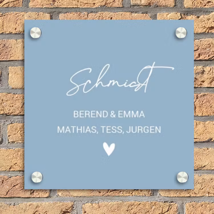 Effen - Lichtblauw - Sierlijk Naambord Vierkant klein -sfeer1