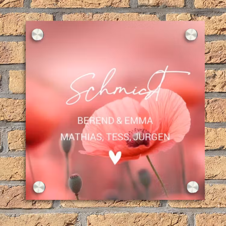 Klaproos - Sierlijk Naambord Vierkant klein -sfeer1