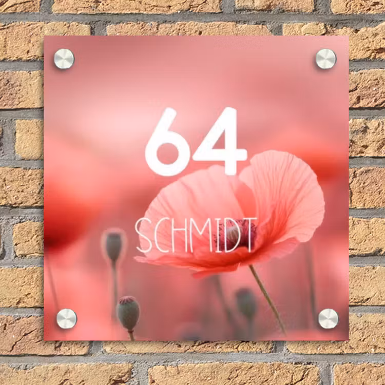 Klaproos - Modern Naambord Vierkant klein -sfeer1