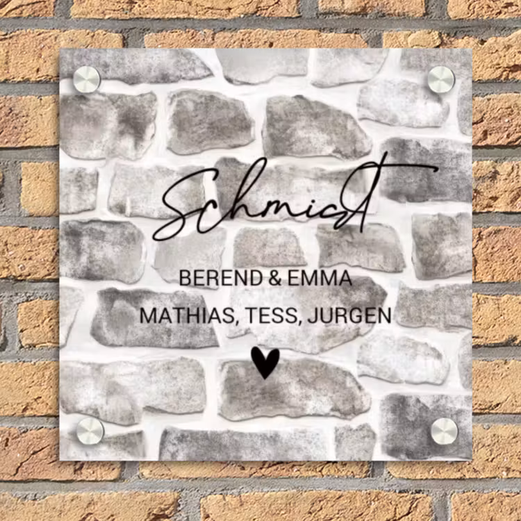 Natuurstenen - Sierlijk Naambord Vierkant klein -sfeer1
