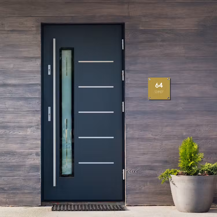 Okergeel - Modern Naambord Vierkant klein -sfeer11-XS