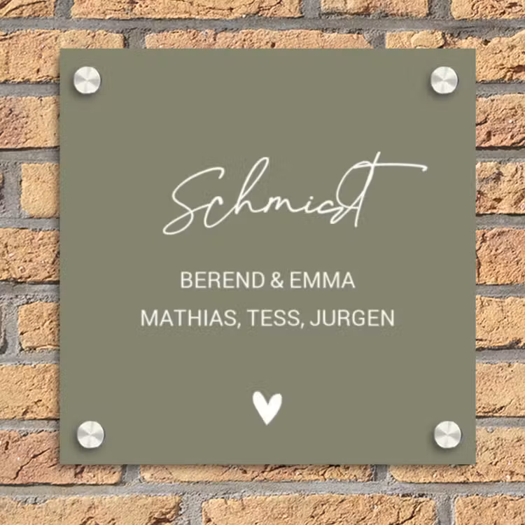 Olijfgroen - Sierlijk Naambord Vierkant klein -sfeer1