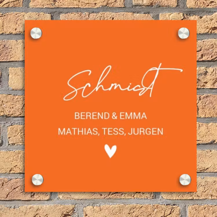 Oranje - Sierlijk Naambord Vierkant klein -sfeer1