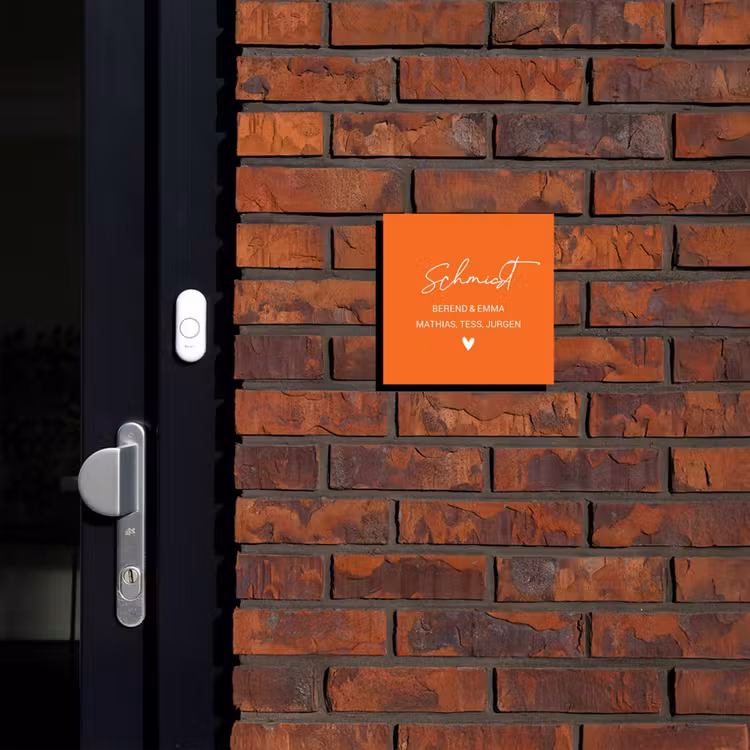 Oranje - Sierlijk Naambord Vierkant klein -sfeer1-XS
