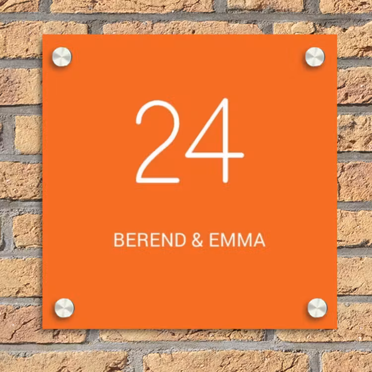Oranje - Klassiek Naambord Vierkant klein -sfeer1