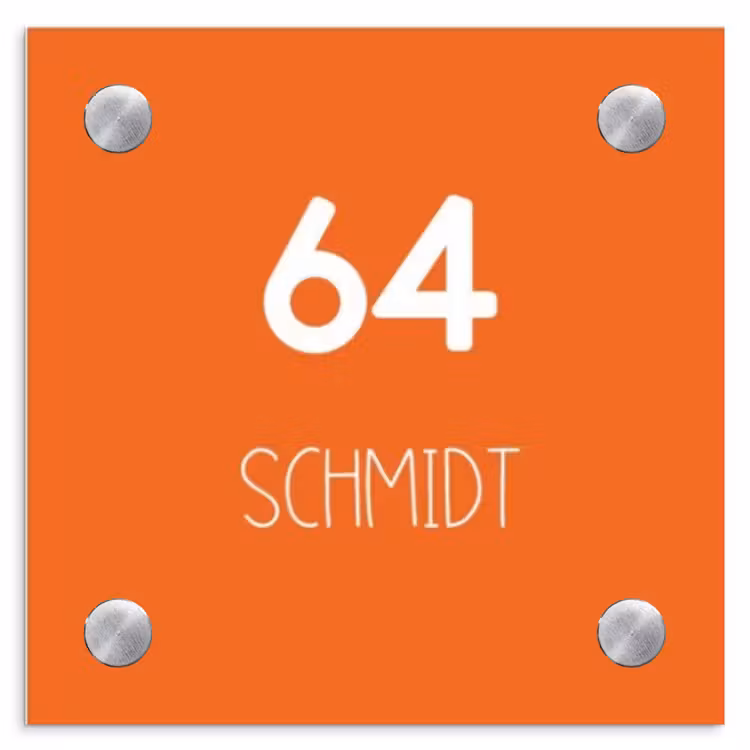 Oranje - Modern Naambord Vierkant klein -3d