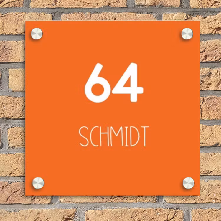 Oranje - Modern Naambord Vierkant klein -sfeer1