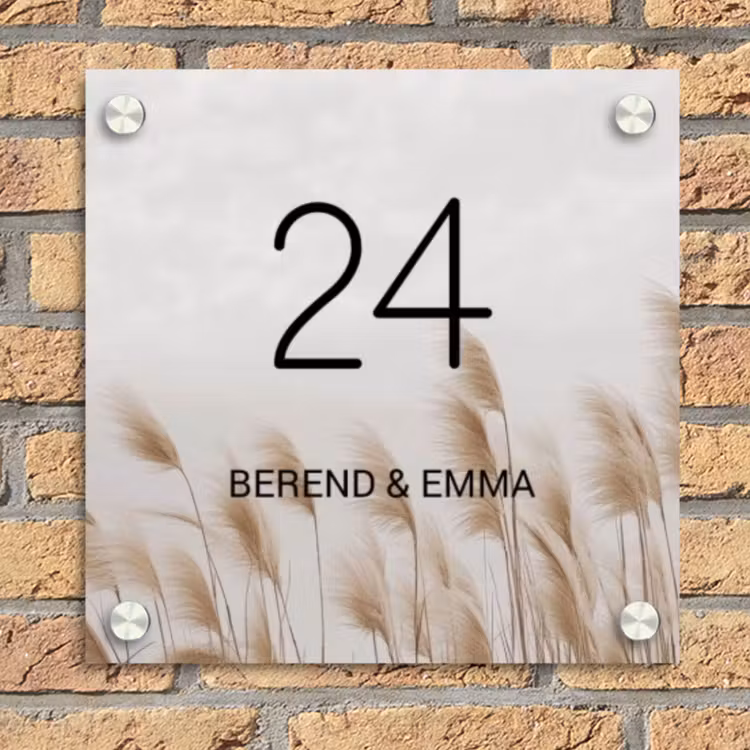 Pampasgras - Klassiek Naambord Vierkant klein -sfeer1
