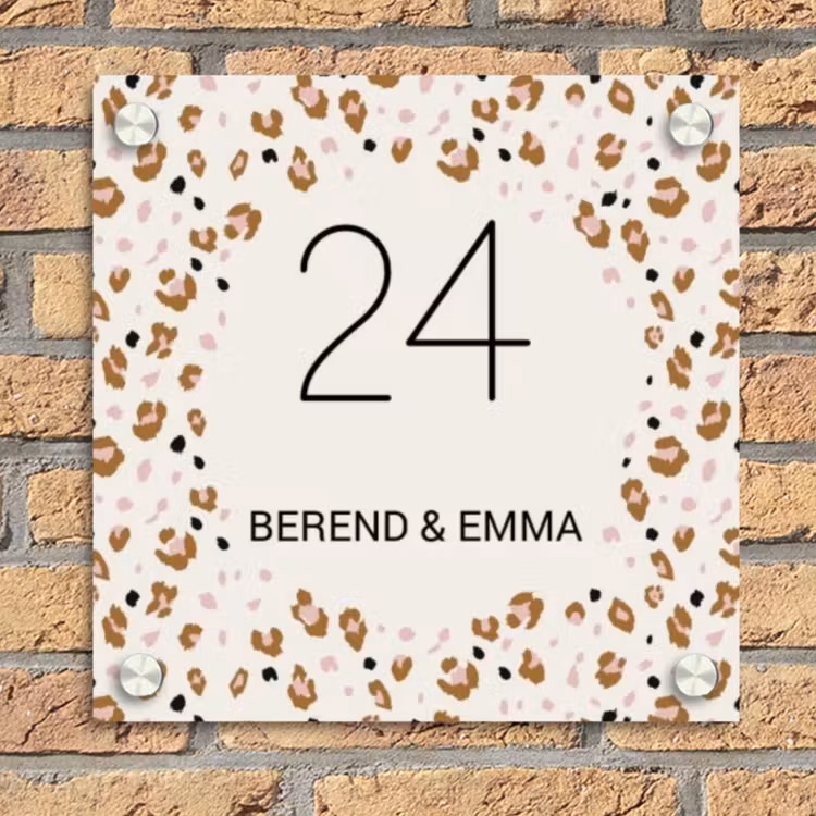Panterprint rand - Klassiek Naambord Vierkant klein -sfeer1