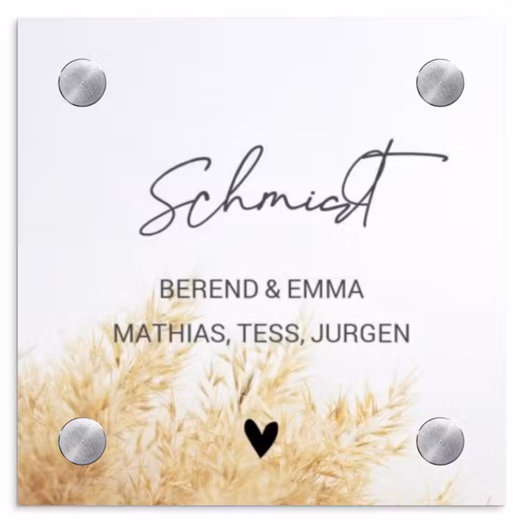 Pluimgras - Sierlijk Naambord Vierkant klein -3d