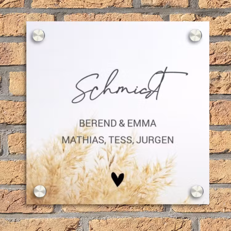Pluimgras - Sierlijk Naambord Vierkant klein -sfeer1