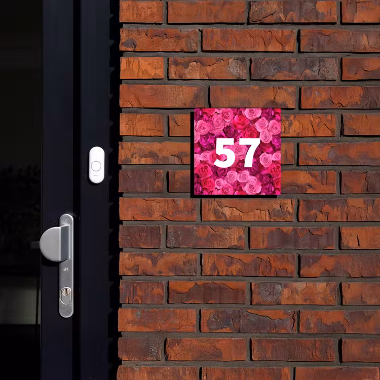 Roze rozen - Traditioneel Naambord Vierkant klein -sfeer1-XS